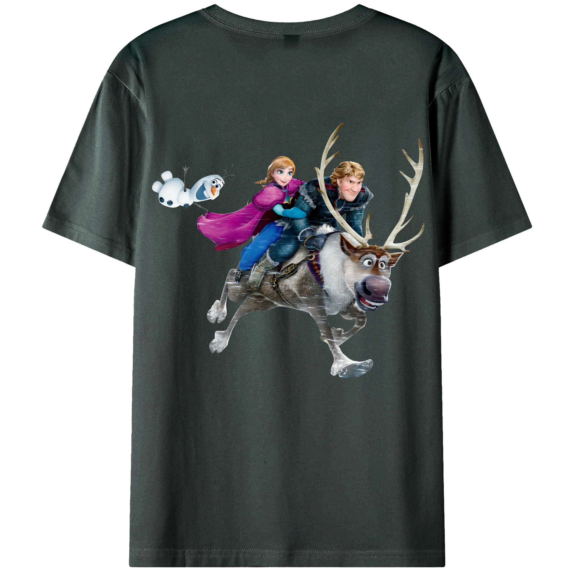 （画像用） アナと雪の女王 アンナ エルサ Frozen Anna Elsa 綿100％ メンズ半袖Tシャツ（バックプリント） 通気性